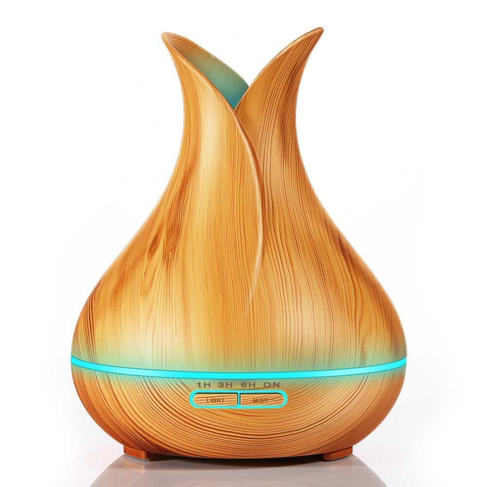 Humidificador de niebla con textura de madera