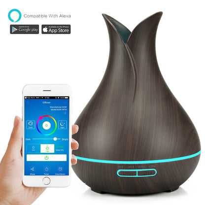 Humidificador de niebla con textura de madera