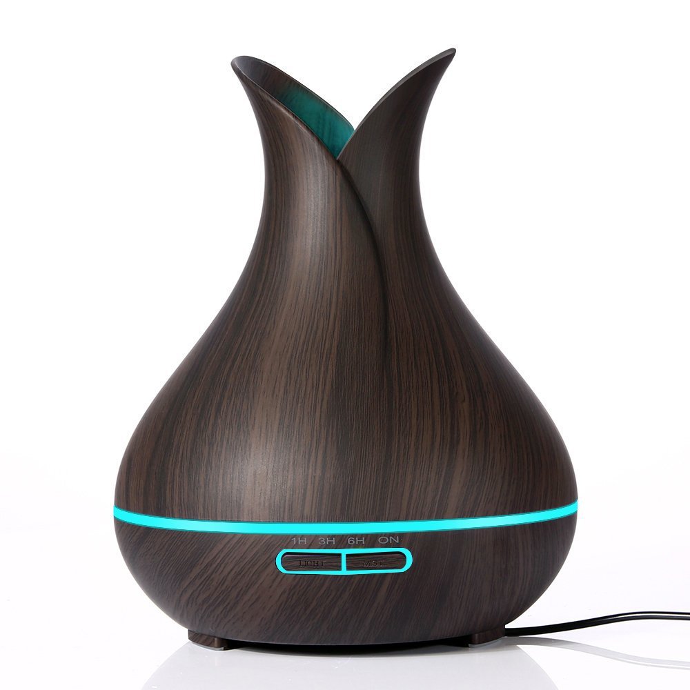Humidificador de niebla con textura de madera