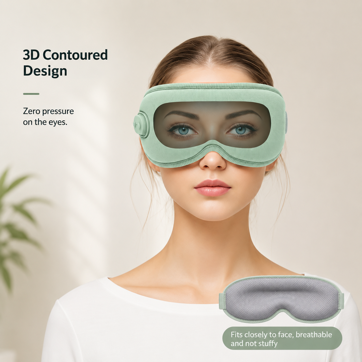Maschera per dormire riscaldata 3D