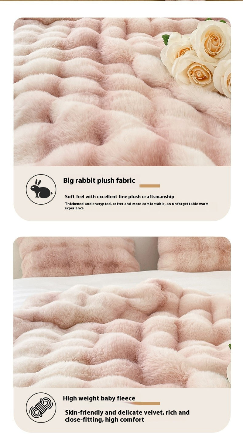 Foreign Trade Rabbit Blanket Fur Rabbit Velvet Blanket High Luxury Rabbit Velvet Blanket Blanket Pillow Winter Velvet Blanket