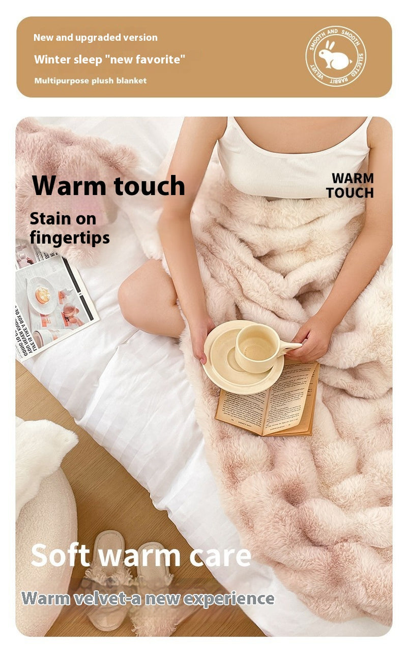 Foreign Trade Rabbit Blanket Fur Rabbit Velvet Blanket High Luxury Rabbit Velvet Blanket Blanket Pillow Winter Velvet Blanket