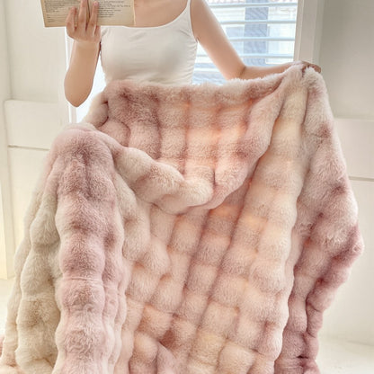 Foreign Trade Rabbit Blanket Fur Rabbit Velvet Blanket High Luxury Rabbit Velvet Blanket Blanket Pillow Winter Velvet Blanket